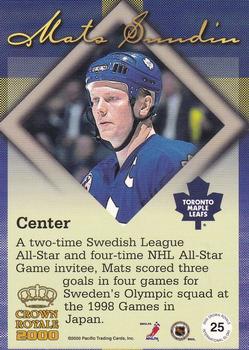 1999-00 Pacific Crown Royale - 2001 Colorado All-Star Expo #25 Mats Sundin Back