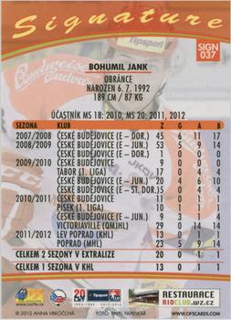 2012-13 Czech OFS Plus - Signature Black #37 Bohumil Jank Back