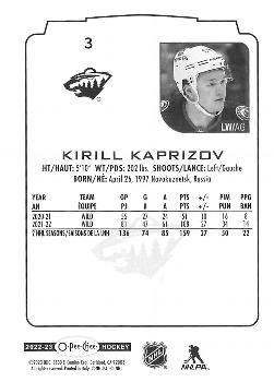 2022-23 O-Pee-Chee #3 Kirill Kaprizov Back