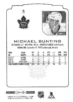 2022-23 O-Pee-Chee #5 Michael Bunting Back