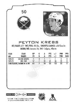 2022-23 O-Pee-Chee #50 Peyton Krebs Back
