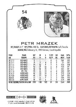 2022-23 O-Pee-Chee #54 Petr Mrazek Back