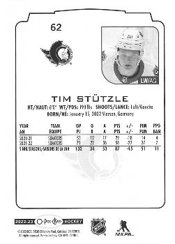 2022-23 O-Pee-Chee #62 Tim Stutzle Back