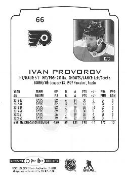 2022-23 O-Pee-Chee #66 Ivan Provorov Back