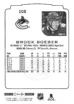 2022-23 O-Pee-Chee #108 Brock Boeser Back