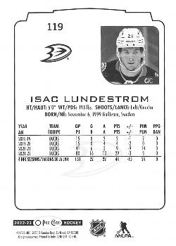 2022-23 O-Pee-Chee #119 Isac Lundestrom Back
