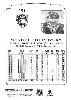 2022-23 O-Pee-Chee #191 Sergei Bobrovsky Back