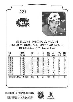 2022-23 O-Pee-Chee #221 Sean Monahan Back