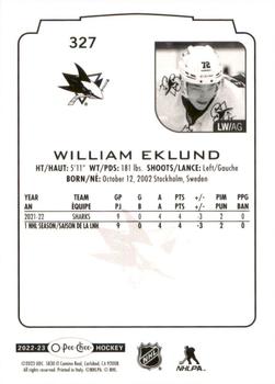 2022-23 O-Pee-Chee #327 William Eklund Back