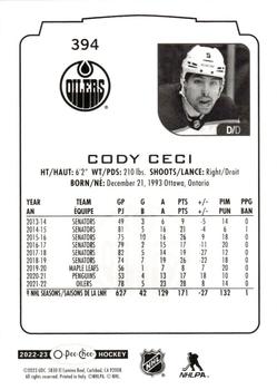 2022-23 O-Pee-Chee #394 Cody Ceci Back
