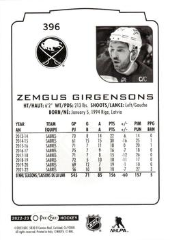 2022-23 O-Pee-Chee #396 Zemgus Girgensons Back