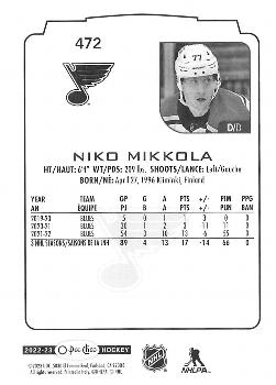 2022-23 O-Pee-Chee #472 Niko Mikkola Back