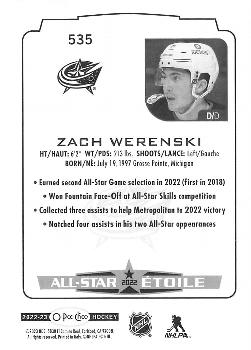 2022-23 O-Pee-Chee #535 Zach Werenski Back