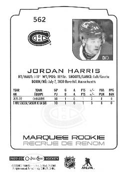 2022-23 O-Pee-Chee #562 Jordan Harris Back