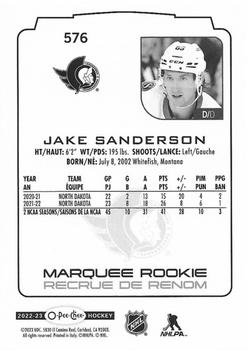 2022-23 O-Pee-Chee #576 Jake Sanderson Back