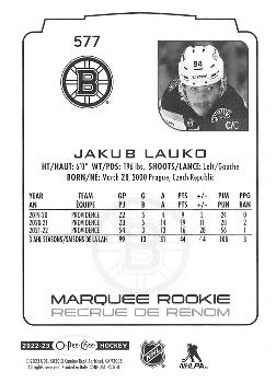 2022-23 O-Pee-Chee #577 Jakub Lauko Back
