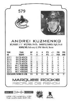 2022-23 O-Pee-Chee #579 Andrei Kuzmenko Back