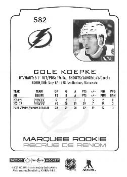 2022-23 O-Pee-Chee #582 Cole Koepke Back
