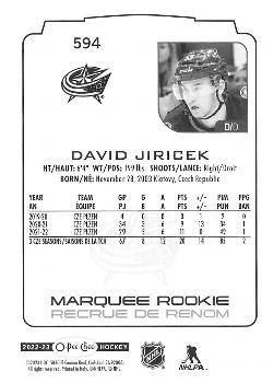 2022-23 O-Pee-Chee #594 David Jiricek Back