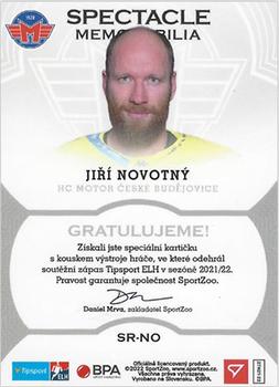 2021-22 SportZoo Tipsport ELH - Spectacle Memorabilia #SR-NO Jiri Novotny Back