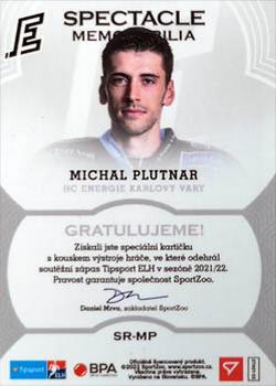 2021-22 SportZoo Tipsport ELH - Spectacle Memorabilia #SR-MP Michal Plutnar Back