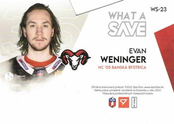 2021-22 SportZoo Tipos Extraliga - What a Save #WS-23 Evan Weninger Back