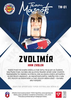 2021-22 SportZoo Tipos Extraliga - Team Mascots #TM-01 Zvolimír Back