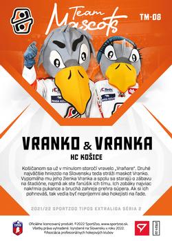 2021-22 SportZoo Tipos Extraliga - Team Mascots #TM-08 Vranko / Vranka Back