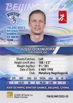 2022 BY Cards Beijing Olympics (Unlicensed) #FIN/OLYMP/2022-03 Jussi Olkinuora Back