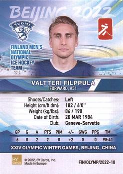 2022 BY Cards Beijing Olympics (Unlicensed) #FIN/OLYMP/2022-18 Valtteri Filppula Back