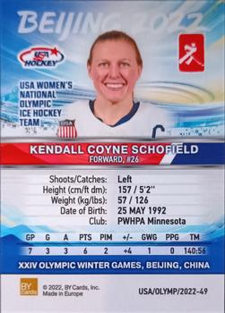 2022 BY Cards Beijing Olympics (Unlicensed) #USA/OLYMP/2022-49 Kendall Coyne Schofield Back