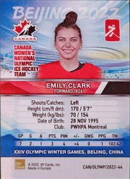 2022 BY Cards Beijing Olympics (Unlicensed) #CAN/OLYMP/2022-44 Emily Clark Back