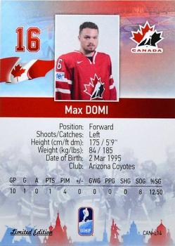 2016 BY Cards IIHF World Championship (Unlicensed) - Gold Medal Winner #CAN-L14 Max Domi Back