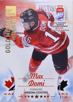 2016 BY Cards IIHF World Championship (Unlicensed) - Gold Medal Winner #CAN-L14 Max Domi Front