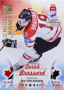 2016 BY Cards IIHF World Championship (Unlicensed) - Gold Medal Winner #CAN-L15 Derick Brassard Front