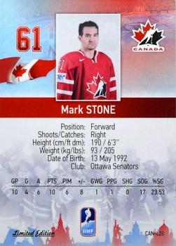 2016 BY Cards IIHF World Championship (Unlicensed) - Gold Medal Winner #CAN-L20 Mark Stone Back