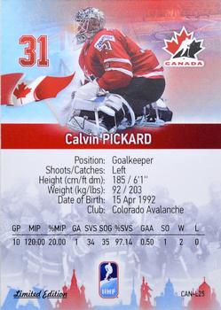 2016 BY Cards IIHF World Championship (Unlicensed) - Gold Medal Winner #CAN-L25 Calvin Pickard Back