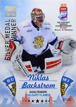 2016 BY Cards IIHF World Championship (Unlicensed) - Silver Medal Winner #FIN-L25 Niklas Backstrom Front
