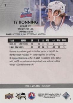 2021-22 Upper Deck AHL - Blue #1 Ty Ronning Back