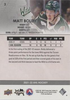 2021-22 Upper Deck AHL - Blue #3 Matt Boldy Back