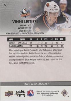 2021-22 Upper Deck AHL - Blue #5 Vinni Lettieri Back