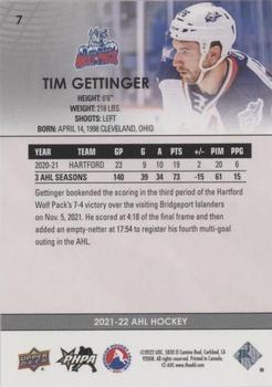2021-22 Upper Deck AHL - Blue #7 Tim Gettinger Back