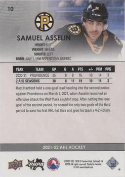 2021-22 Upper Deck AHL - Blue #10 Samuel Asselin Back