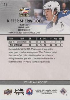2021-22 Upper Deck AHL - Blue #11 Kiefer Sherwood Back