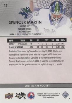 2021-22 Upper Deck AHL - Blue #15 Spencer Martin Back