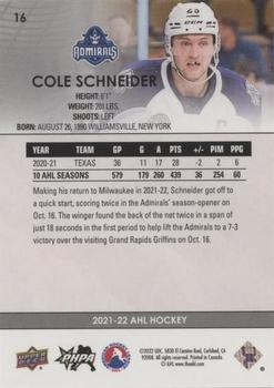 2021-22 Upper Deck AHL - Blue #16 Cole Schneider Back