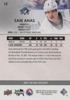 2021-22 Upper Deck AHL - Blue #25 Sam Anas Back