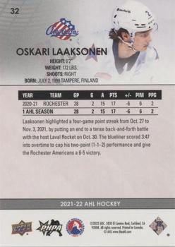 2021-22 Upper Deck AHL - Blue #32 Oskari Laaksonen Back