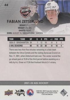 2021-22 Upper Deck AHL - Blue #44 Fabian Zetterlund Back