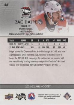 2021-22 Upper Deck AHL - Blue #48 Zac Dalpe Back